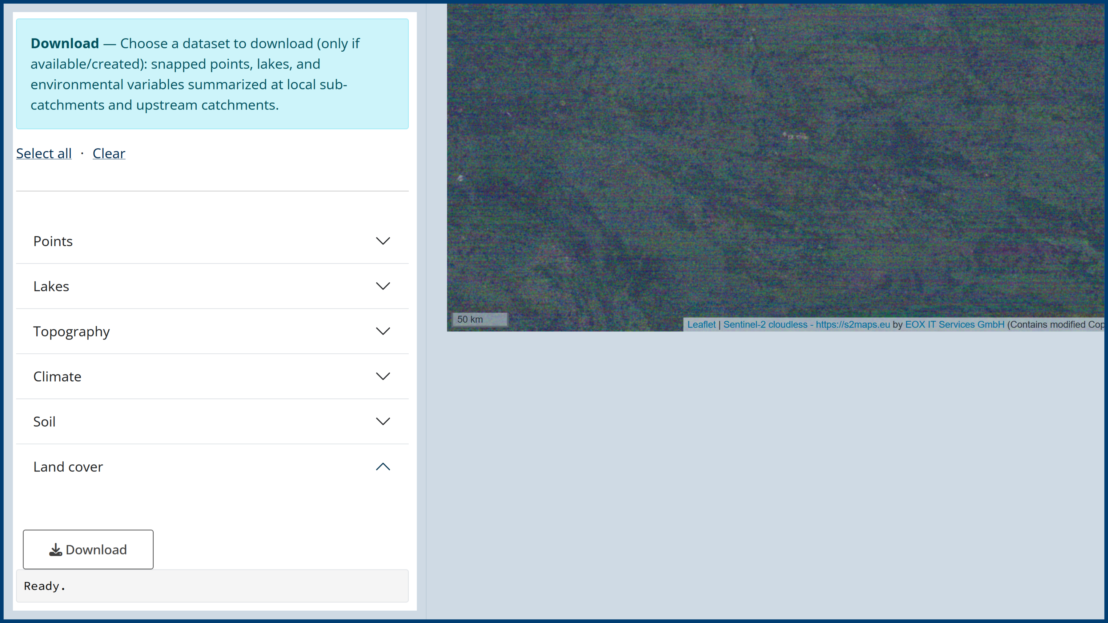 Central Download menu in the lateral sidebar